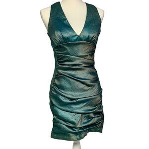 Cache | Dresses | Vtg Y2k Cache Mob Wife Sopranos Teal Ruched Bodycon Cocktail  Dress Art Deco | Poshmark